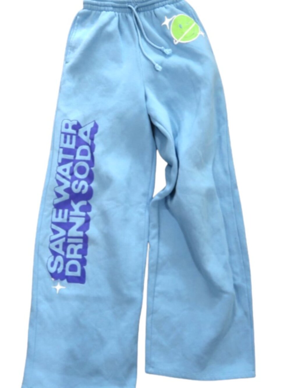 Poppi Wide Leg Baggy Sweatpants Oversized Lounge Size XXS Light Blue EUC